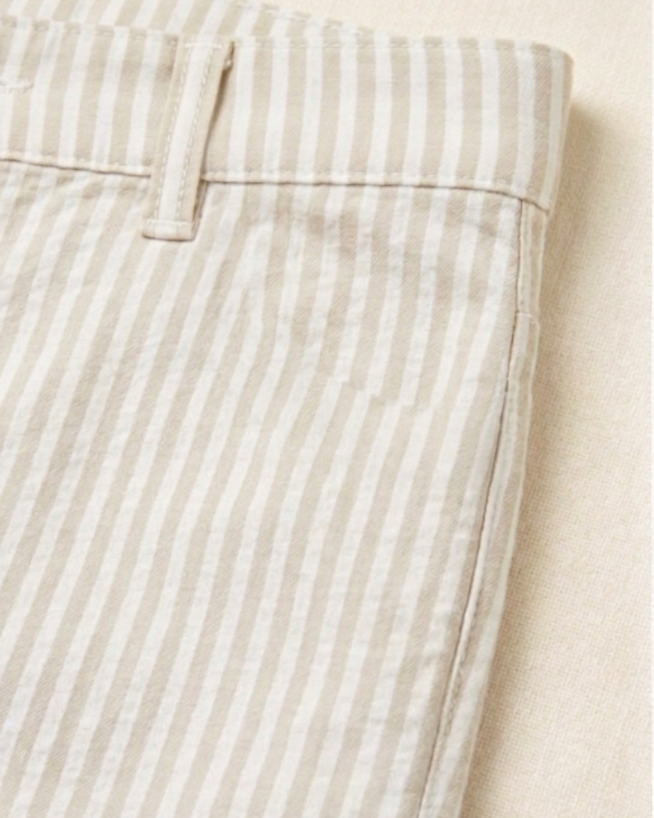 Beige Striped Kids Pants