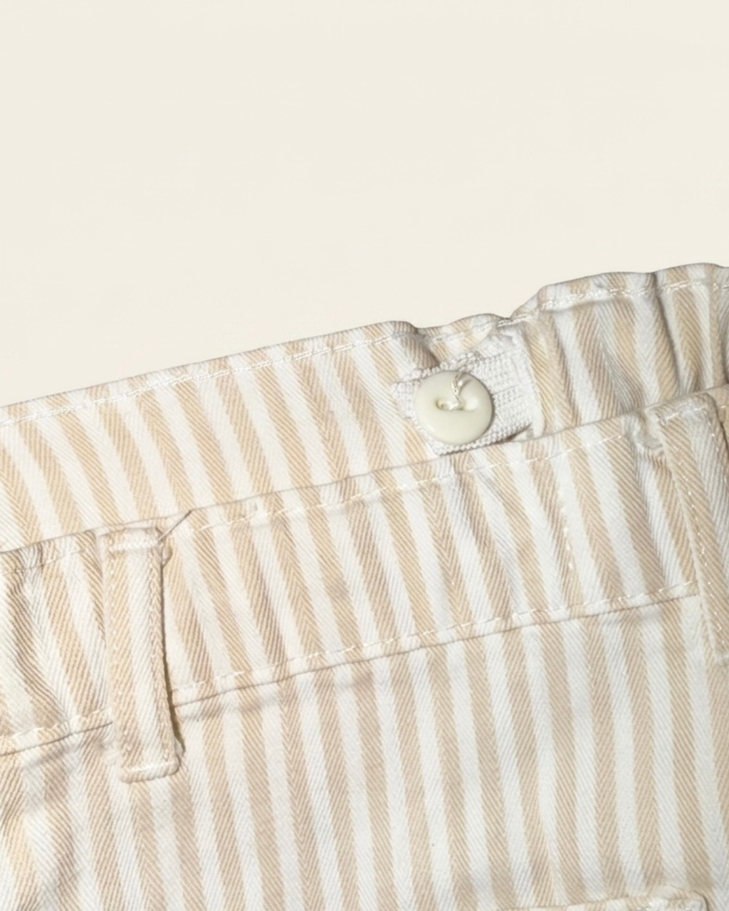 Beige Striped Kids Pants