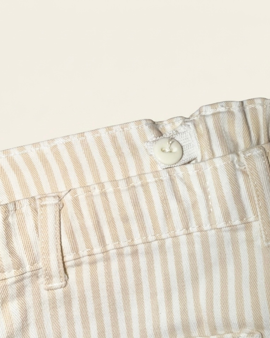 Beige Striped Kids Pants