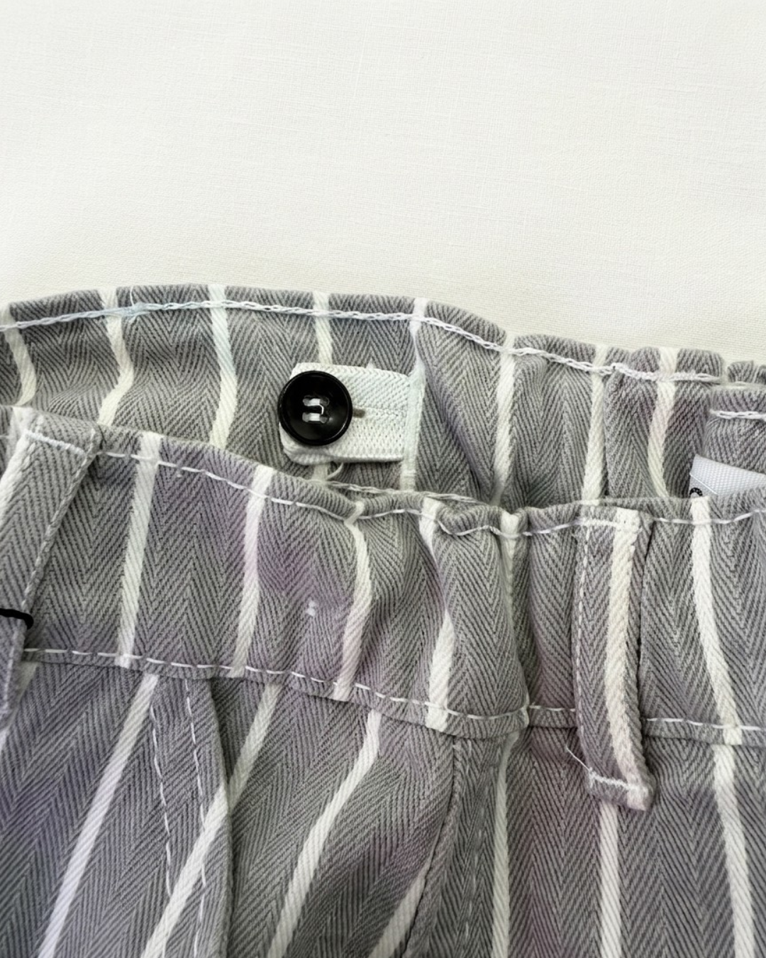 Grey Striped Cargo Kids Shorts