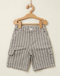 Grey Striped Cargo Kids Shorts