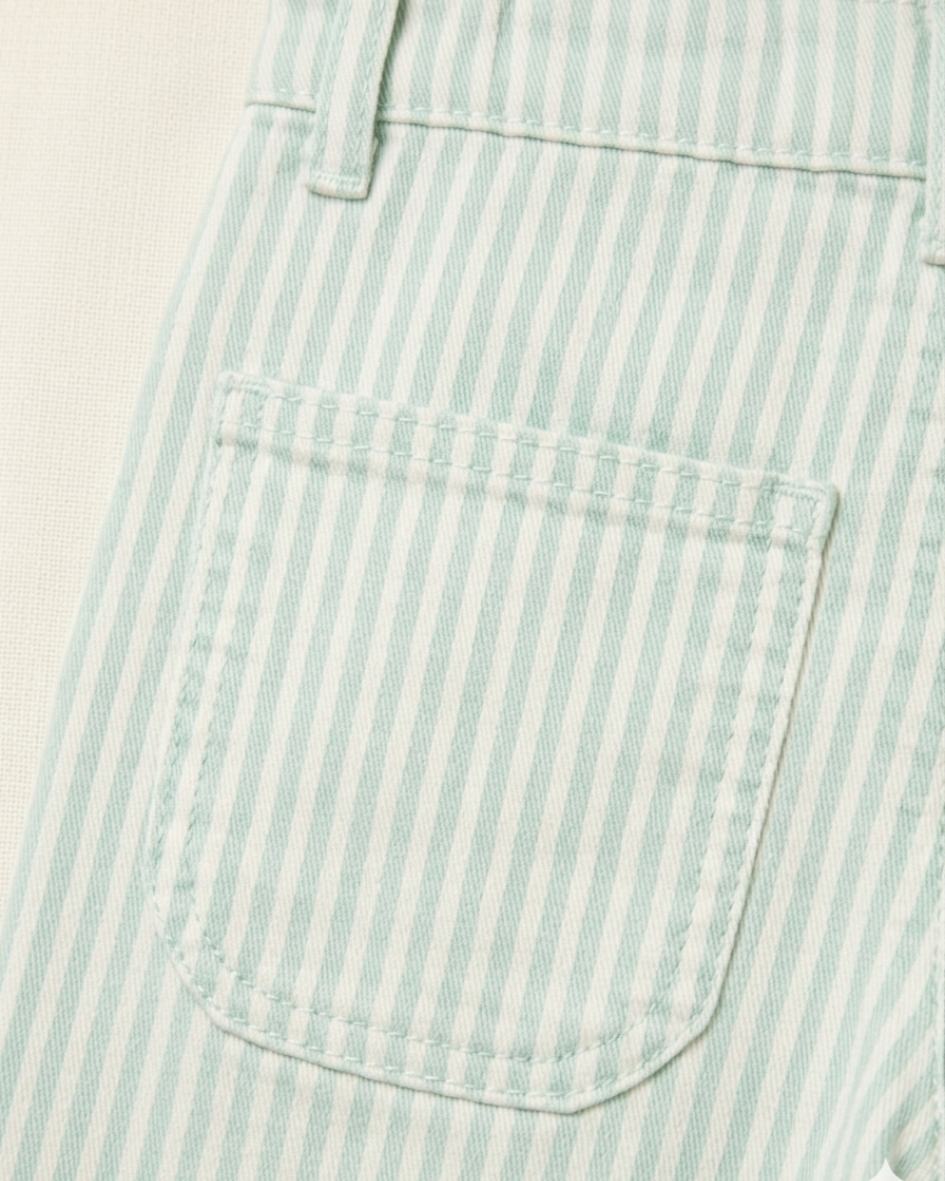 Mint Green Striped Kids Pants