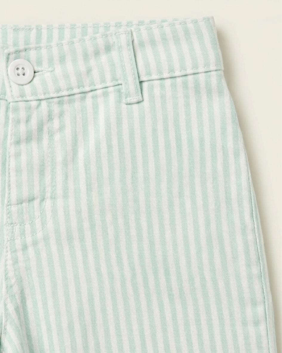 Mint Green Striped Kids Pants
