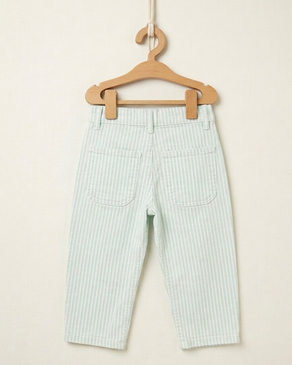 Mint Green Striped Kids Pants