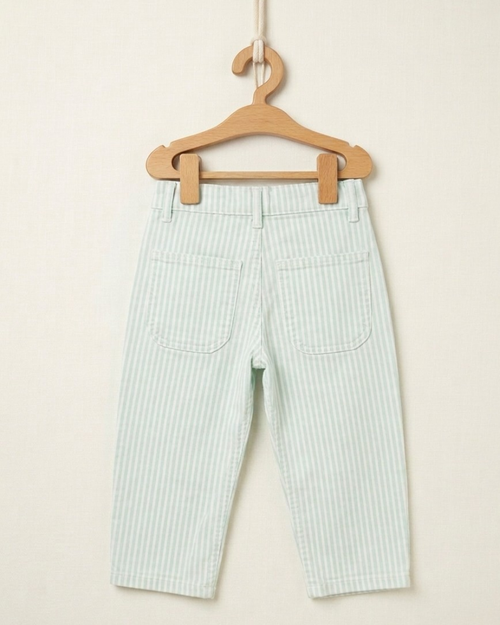Mint Green Striped Kids Pants
