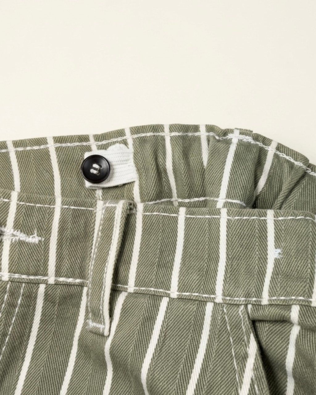 Olive Green Striped Cargo Kids Shorts