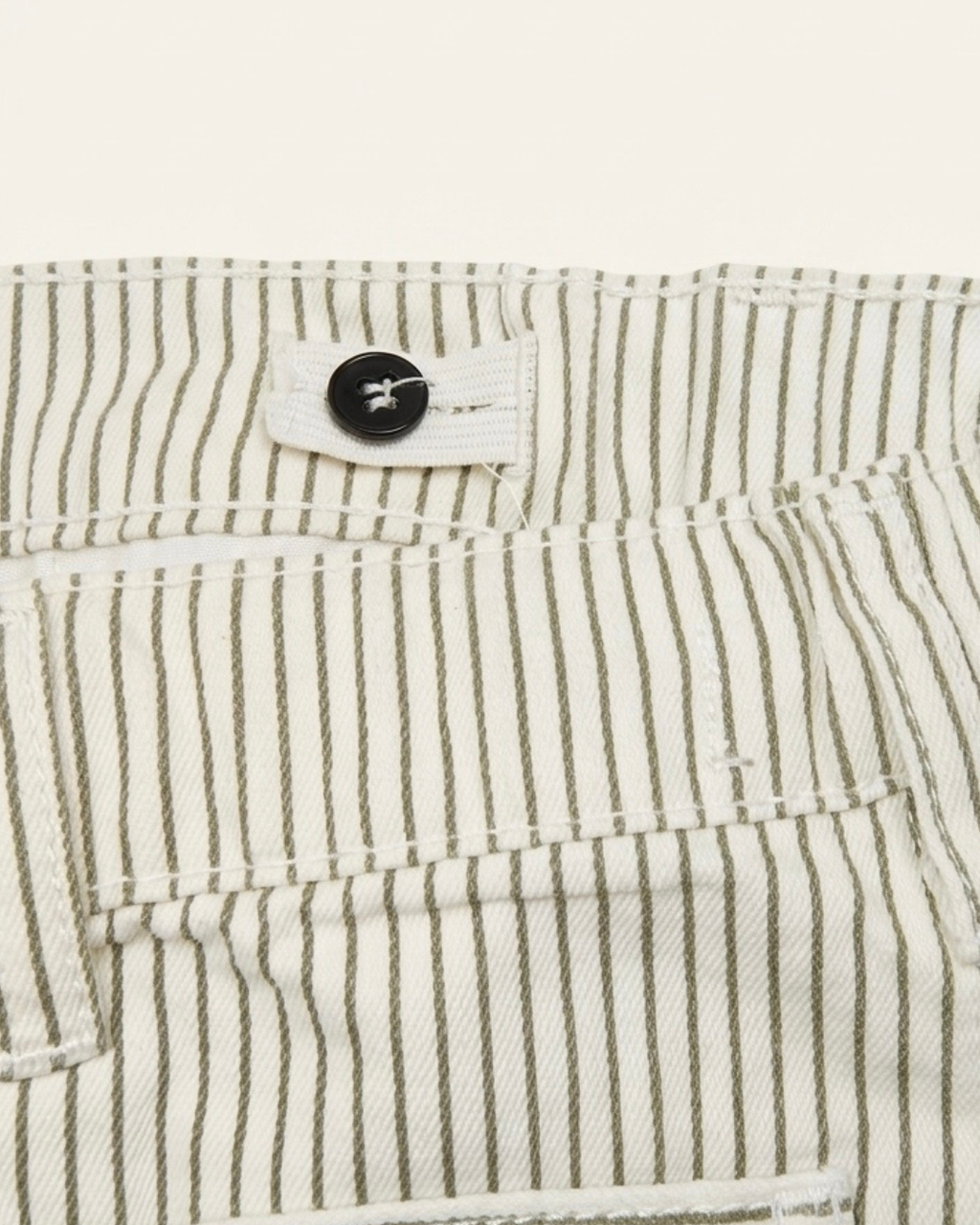 Olive Green With Pockets Striped Kids Pants