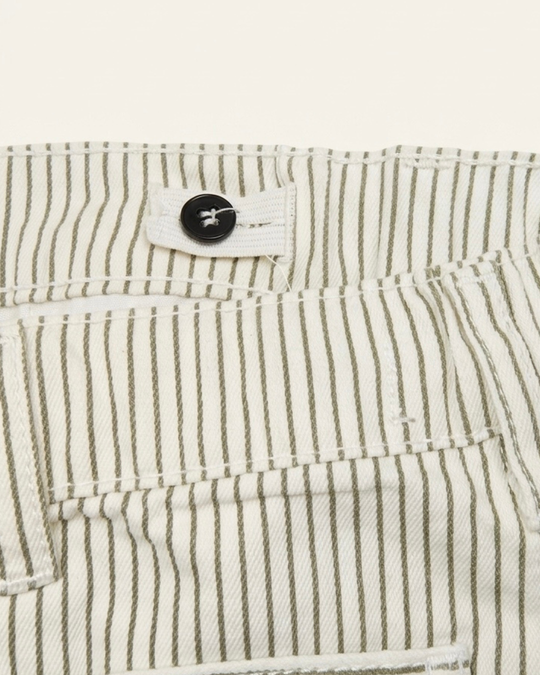 Olive Green With Pockets Striped Kids Pants