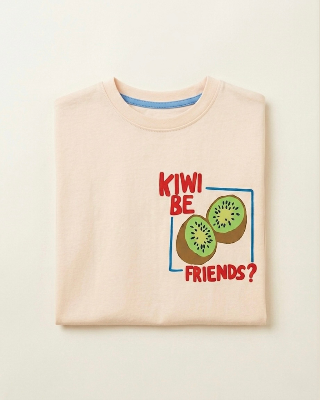 Peachy Pink Kiwi Printed T-shirt