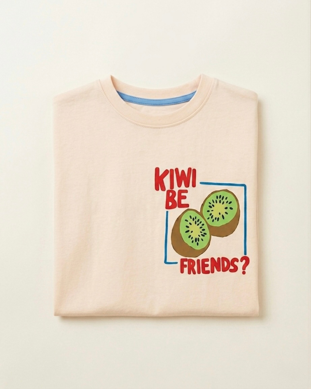 Peachy Pink Kiwi Printed T-shirt