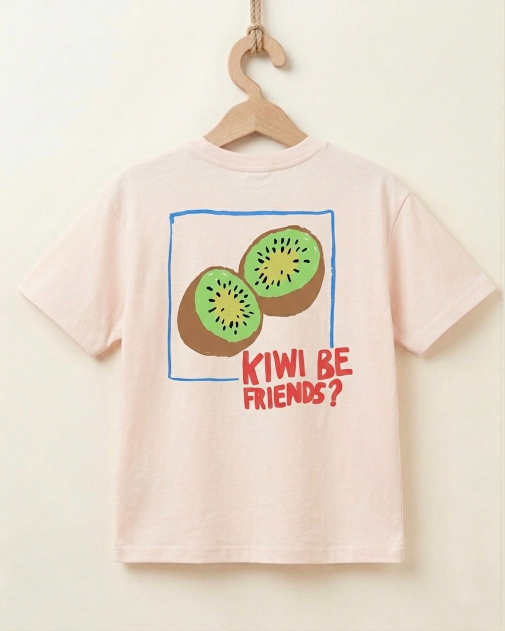 Peachy Pink Kiwi Printed T-shirt