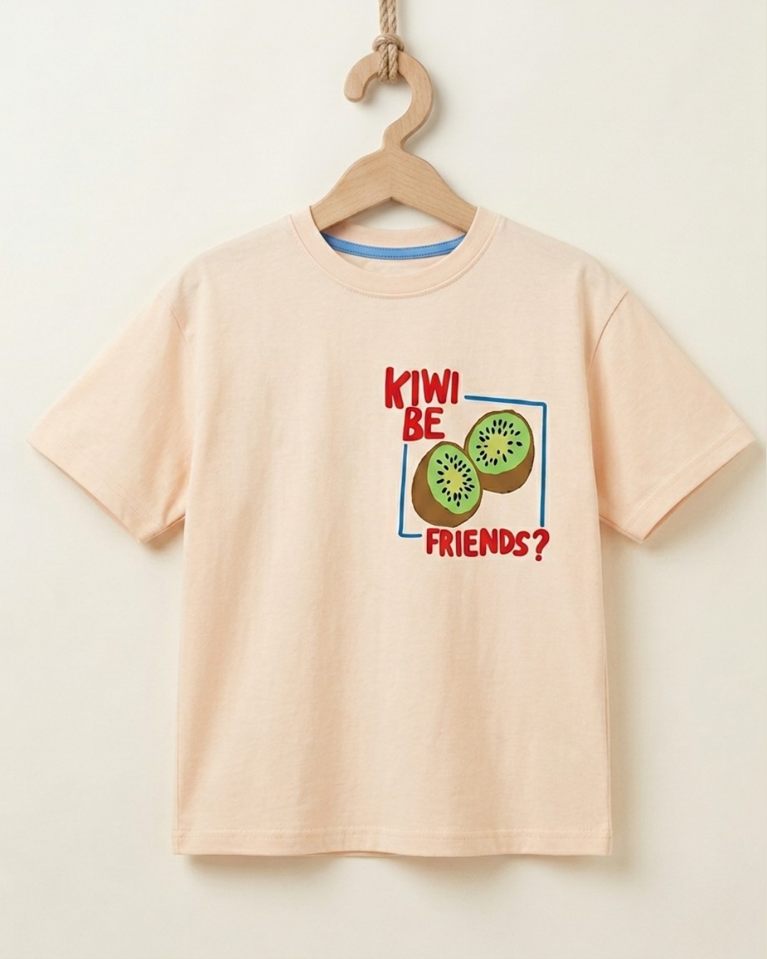 Peachy Pink Kiwi Printed T-shirt